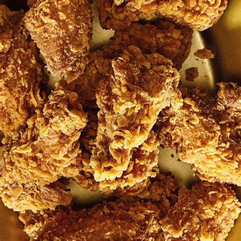 fried chicken ultra craggy crispy crust.